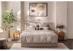 Bézs kárpitozott ágyneműtartós franciaágy ágyráccsal 180x200 cm Thessa Bold Line – Bonami Selection