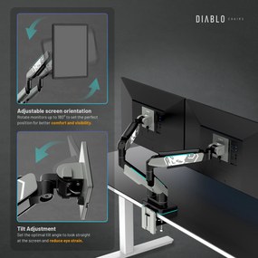 Képernyőállvány két 49 hüvelykes monitorhoz, szürke-fekete RGB X-Arm Dual