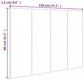 betonszürke szerelt fa ágyfejtámla 120x1,5x80 cm