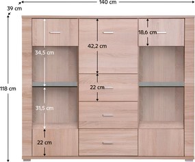 Komód typ 8, sonoma tölgy, GRAND