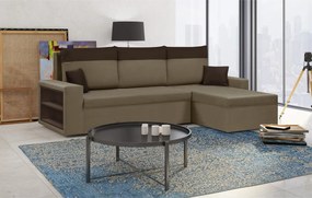 PAVEL Kinyitható sarokkanapé Világosbarna/sötétbarna