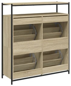 sonoma tölgy cipőszekrény 4 kihajtható fiókkal 100x34x112 cm