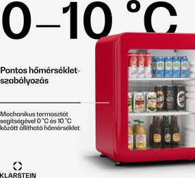 Klarstein Audrey Evo italhűtő, Rretro kivitel, üvegajtó, 68 L, EEK C