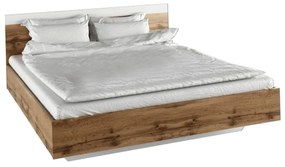 Dupla ágy, 160x200, tölgy wotan/fehér, GABRIELA