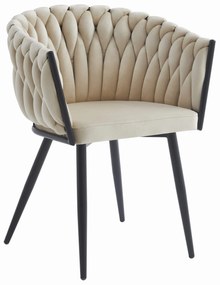 Bézs ORION VELVET étkezőszék fekete lábakkal