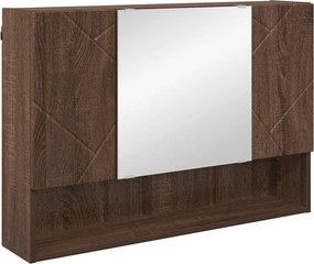 vidaXL Tükörszekrény tárolóval Barna Tölgy 80 x 17 x 55 cm Faanyag