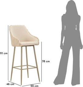 Krémszínű kárpitozott karfás bárszék szett 2 db-os (ülésmagasság 78 cm) Alaska – Mauro Ferretti