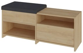 Natúr színű ülőkés cipőtartó tölgyfa dekorral Romi – Marckeric