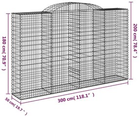 8 db íves horganyzott vas gabion kosár 300x50x180/200 cm