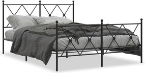 vidaXL fekete fém ágykeret fej- és lábtámlával 137 x 190 cm