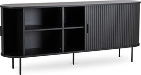 Kétajtós, tolóajtós komód 180 cm méretben, fekete színben TRISH