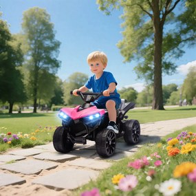 AIYAPLAY Kids Quad Elektromos 6V-os kids quad előre- és hátramenet funkcióval, zenével, LED fényszórókkal, rózsaszín