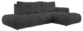Ággyá alakítható, jobb oldali, L-alakú kárpitozott ülőgarnitúra ALMADA, antracit, tárolóhellyel