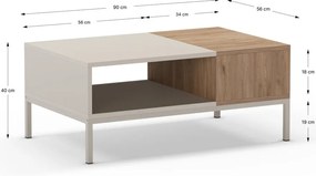 Krémszínű dohányzóasztal 56x90 cm Cailin – Marckeric