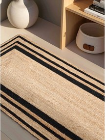 Fekete-natúr színű kétoldalas-kézi szövésű juta futószőnyeg 70x200 cm Jutta – Hanse Home