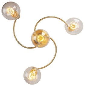 Art Deco mennyezeti lámpa sárgarézzel 4-lámpás - Facil