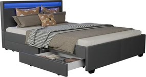 Juskys Kárpitozott ágy Lyon 140x200 cm - sötétszürke