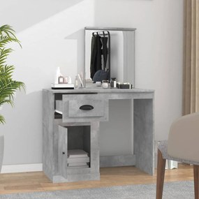 betonszürke szerelt fa fésülködő asztal tükörrel 90x50x132,5 cm