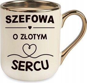 Bögre Bézs Elegáns Ajándék Főnök Arany Szív Születésnap Ünnep