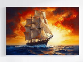 Poszter Tenger Óceán Hajó Vitorlás Napnyugta 120x80