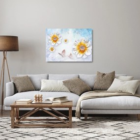 Kép - Kompozíció virágokkal és pillangókkal (üvegen) (70x50 cm)