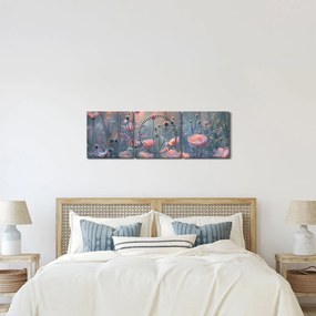 Kép - Virágok pasztell színekben (órával) (90x30 cm)