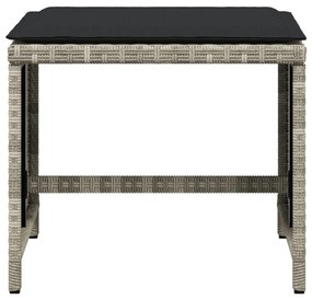 4db világosszürke polyrattan kerti szék párnával 40x40x35 cm