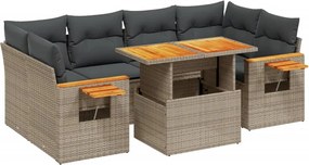 vidaXL 7 részes szürke polyrattan kerti ülőgarnitúra párnákkal