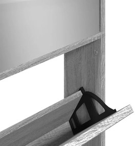 szürke sonoma 4 szintes cipőszekrény tükörrel 63 x 17 x 134 cm