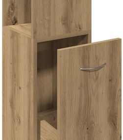 kézműves tölgy színű szerelt fa fürdőszobaszekrény 25x25x170 cm