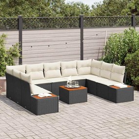 Kerti Kanapé Szett 6 pcs Fekete és krémszínű 289 x 209 x 85 cm