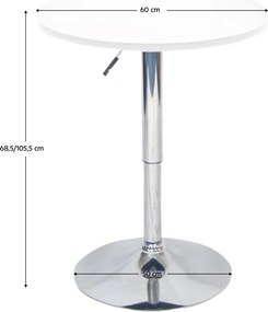 Bárasztal, magasság állítással, króm/fehér, átmérő 60 cm, BRANY 2 NEW