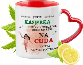 Pénztáros bögre Piros, szív alakú füllel Ajándék