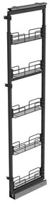 Konyhai fémrács, kamravasalat, 150mm, antracit, teljes kihúzású, csillapított záródás, 1880-2180mm, 5 kosár SIGE, Green Line 258