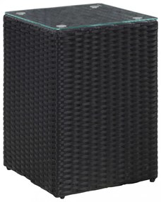 3 db fekete polyrattan kisasztal üveg asztallappal