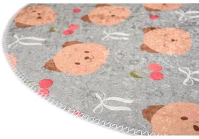 Szürke-barna mosható gyerek szőnyeg ø120 cm Cute Teddies – Vitaus