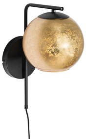 Design fali lámpa fekete aranyszínű üveggel - Bert