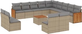 vidaXL 14 részes bézs polyrattan kerti ülőgarnitúra párnával