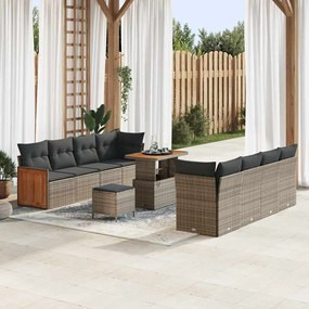 Kerti Kanapé Szett 11 pcs Szürke 90 x 55 x 71 cm polirattan