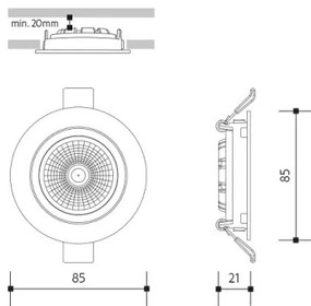LED Beépíthető lámpa LED/6W/230V 3000K átm. 8,5 cm fekete