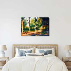Erdő képe a nyári napsütésben, festmény (90x60 cm)