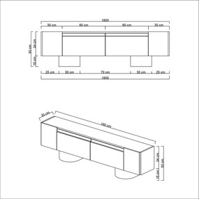 TV szekrény Bohem - Anthracite, Black