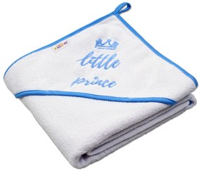Baby Nellys Baba törölköző kapucnival Little prince, 80 x 80 cm, fehér/kék 80 x 80