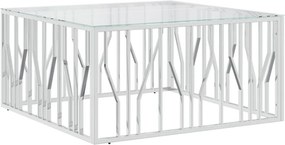 vidaXL üveg és rozsdamentes acél dohányzóasztal 100x100x50 cm