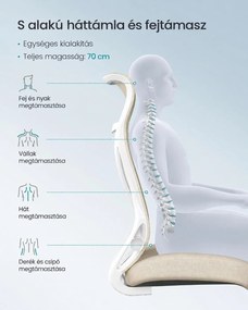 SONGMICS ergonomikus irodai szék fejtámlával, felhajtható kartámaszokkal, max. 150 kg, cappuccino bézs