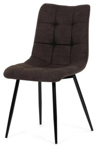 Scaun de sufragerie, material maro, picioare metalice negre