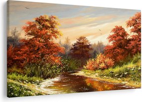 Kép egy folyóról egy őszi tájban, olajfestmény (90x60 cm)