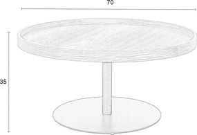 Natúr színű kerek dohányzóasztal tölgyfa dekoros asztallappal ø 70 cm Yuri L – White Label