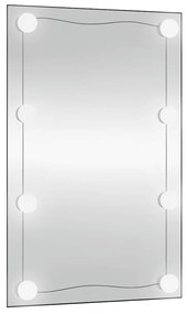 téglalap alakú üveg falitükör LED fényekkel 50 x 80 cm