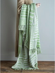 Zöld pamutkeverék takaró 130x155 cm Velva – Bloomingville